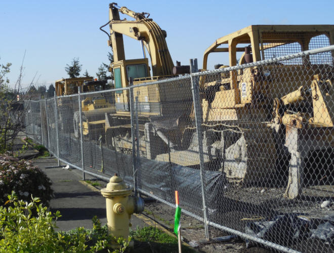 Fencing to protect construction equipment on job site
