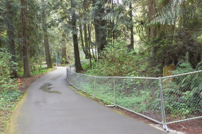 Special event fencing in a park.